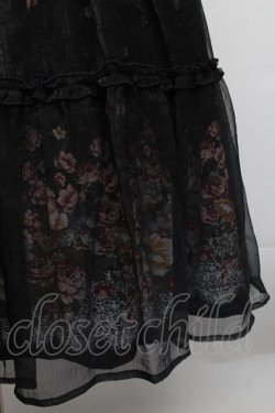 画像3: axes femme / パネル花柄ｘ楊柳ロングスカート  黒 S-25-12-18-040-AX-SK-HR-ZS