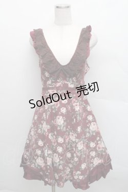 画像1: axes femme / 総バラ柄Backリボンワンピース  ワイン S-25-12-18-042-AX-OP-HR-ZS