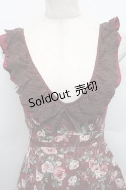 画像3: axes femme / 総バラ柄Backリボンワンピース  ワイン S-25-12-18-042-AX-OP-HR-ZS