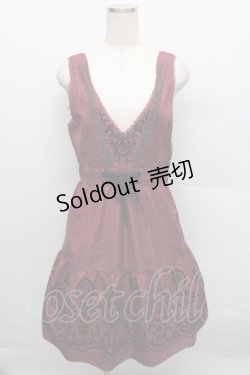 画像1: axes femme / 先染めパネルフロッキーワンピース  ワイン S-25-12-18-043-AX-OP-TK-ZS