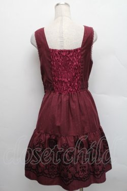 画像2: axes femme / 先染めパネルフロッキーワンピース  ワイン S-25-12-18-043-AX-OP-TK-ZS