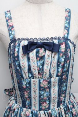 画像3: axes femme kawaii / ストライプローズ柄ジャンスカ M ブルー S-25-12-18-045-AX-OP-AS-ZS