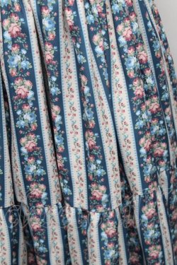 画像4: axes femme kawaii / ストライプローズ柄ジャンスカ M ブルー S-25-12-18-045-AX-OP-AS-ZS