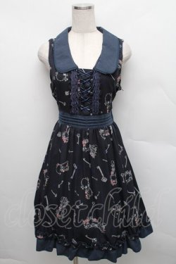 画像1: axes femme / 鍵柄ワンピース  紺 S-25-12-18-046-AX-OP-HR-ZS