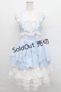 中国ロリータ / ハートデザインワンピース  サックス S-25-12-18-047-LO-OP-AS-ZS