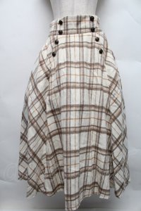 axes femme / ハイウエスト起毛チェックスカート  オフ S-25-12-18-050-AX-SK-AS-ZS