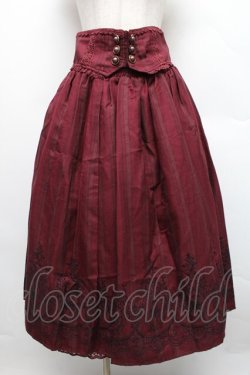 画像1: axes femme / 裾フロッキーローズストライプスカート  ワイン S-25-12-18-053-AX-SK-HR-ZS