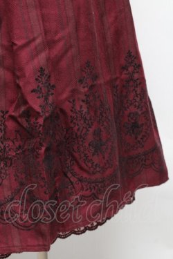 画像3: axes femme / 裾フロッキーローズストライプスカート  ワイン S-25-12-18-053-AX-SK-HR-ZS