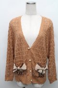 axes femme / ポケットリボンニットカーディガン  カラシ S-25-12-18-011-AX-TO-HR-ZS
