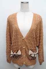 axes femme / ポケットリボンニットカーディガン  カラシ S-25-12-18-012-AX-TO-HR-ZS