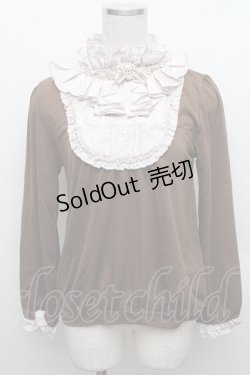 画像1: axes femme / ブローチ付スタンドブロッキングプルオーバー  ブラウン S-25-12-18-015-AX-TO-HR-ZS