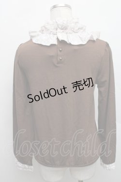 画像2: axes femme / ブローチ付スタンドブロッキングプルオーバー  ブラウン S-25-12-18-015-AX-TO-HR-ZS