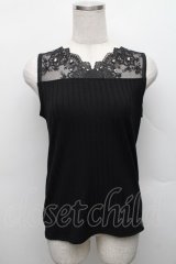 axes femme / 繊細レースタンク  黒 S-25-12-18-019-AX-TO-HR-ZS