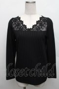 axes femme / レース切替カットソー  黒 S-25-12-18-020-AX-BL-HR-ZS