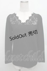 axes femme / レース切替カットソー  黒 S-25-12-18-020-AX-BL-HR-ZS