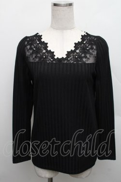 画像1: axes femme / レース切替カットソー  黒 S-25-12-18-020-AX-BL-HR-ZS