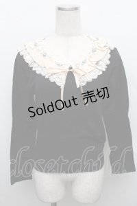 axes femme / 襟元バラ使いニットプルオーバー  黒 S-25-12-18-022-AX-TO-HR-ZS