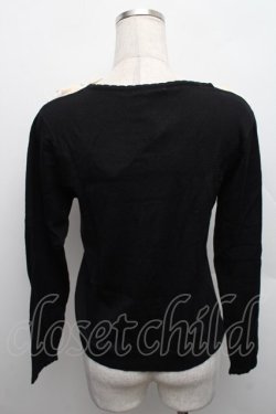 画像2: axes femme / 襟元バラ使いニットプルオーバー  黒 S-25-12-18-022-AX-TO-HR-ZS