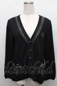 axes femme / リボンポケットVネックプルオーバー  黒 S-25-12-18-024-AX-TO-HR-ZS