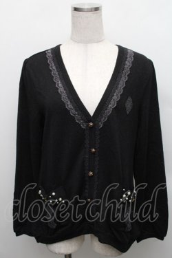 画像1: axes femme / リボンポケットVネックプルオーバー  黒 S-25-12-18-024-AX-TO-HR-ZS