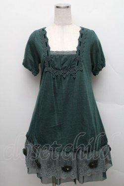 画像1: axes femme / 裾チュール切替ニットワンピース  グリーン S-25-12-18-026-AX-OP-HR-ZS