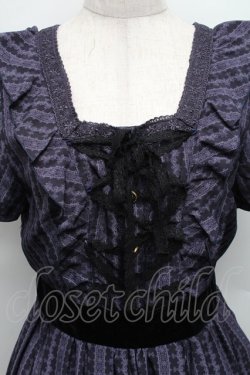 画像3: axes femme / チェス柄ストライプレースワンピース  紺 S-25-12-18-027-AX-OP-HR-ZS