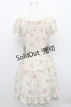 画像2: axes femme / ベロア切り替えローズリボンワンピース  ベージュ S-25-12-18-029-AX-OP-HR-ZS