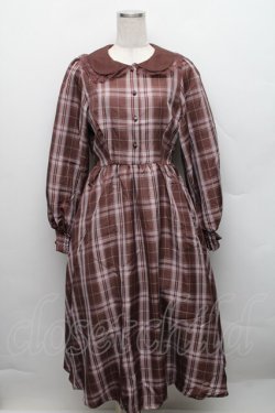 画像1: m petit by misako / マイメロチェックフレアワンピース M ブラウン S-25-12-18-030-LO-OP-AS-ZS