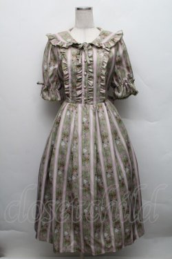 画像1: axes femme kawaii / RosyBear柄ワンピース M グリーン S-25-12-18-034-AX-OP-AS-ZS