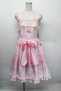 BABY,THE STARS SHINE BRIGHT / はなもも Shangri-La柄リボンジャンパースカート  ピンク S-25-12-20-023-BA-OP-ET-ZS