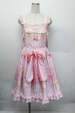 画像1: BABY,THE STARS SHINE BRIGHT / はなもも Shangri-La柄リボンジャンパースカート  ピンク S-25-12-20-023-BA-OP-ET-ZS