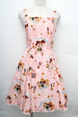 画像1: metamorphose / オールドエンブレムリボンジャンパースカート  ピンク S-25-12-20-004-ME-OP-ET-ZS