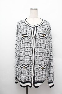 Ank Rouge / ツイードニットカーデ  黒ｘ白 S-25-12-20-1010-CA-TO-HR-ZS