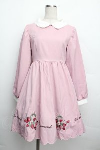 Ank Rouge / いちご刺繍長袖ワンピース  ピンク S-25-12-20-1014-CA-OP-HR-ZS
