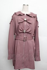 Ank Rouge / ビジューリボンZIPワンピース  ピンク S-25-12-20-1015-CA-OP-AS-ZS