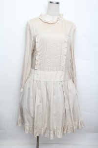 Jane Marple / ピンタックフリルワンピース  ベージュ S-25-12-20-1027-JM-OP-AS-ZS