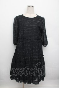 Jane Marple / シアーロゴのコットドレス  黒 S-25-12-20-1029-JM-OP-AS-ZS