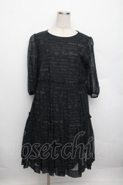 画像1: Jane Marple / シアーロゴのコットドレス  黒 S-25-12-20-1029-JM-OP-AS-ZS
