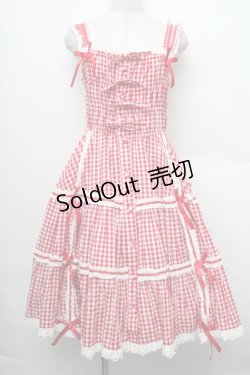 画像1: metamorphose / ギンガムシャーリングジャンパースカート  赤ｘ白 S-25-12-20-005-ME-OP-AS-ZS