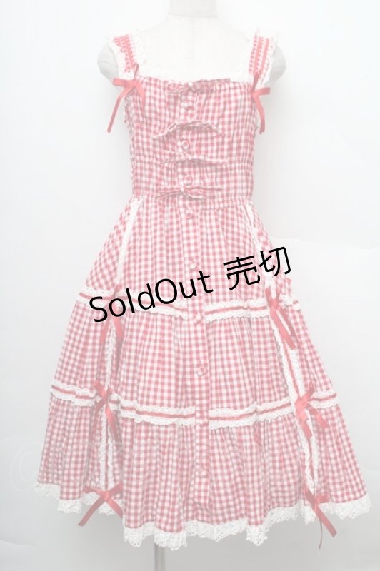 画像1: metamorphose / ギンガムシャーリングジャンパースカート  赤ｘ白 S-25-12-20-005-ME-OP-AS-ZS (1)