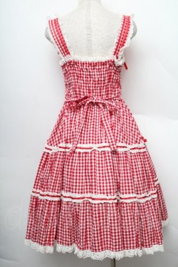画像2: metamorphose / ギンガムシャーリングジャンパースカート  赤ｘ白 S-25-12-20-005-ME-OP-AS-ZS