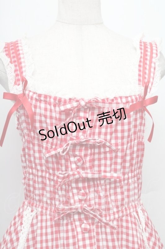 画像3: metamorphose / ギンガムシャーリングジャンパースカート  赤ｘ白 S-25-12-20-005-ME-OP-AS-ZS (3)