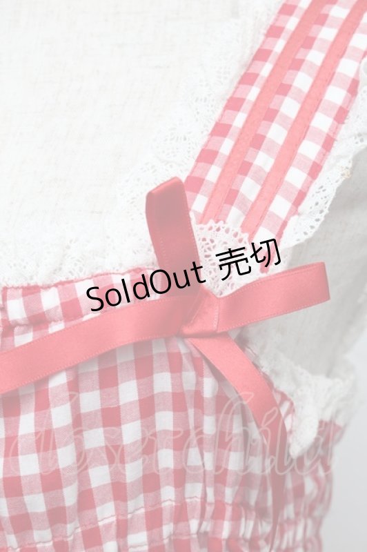 画像4: metamorphose / ギンガムシャーリングジャンパースカート  赤ｘ白 S-25-12-20-005-ME-OP-AS-ZS (4)