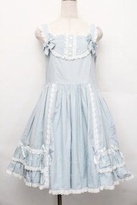 metamorphose / 裾フリルジャンパースカート（水玉）  サックス S-25-12-20-008-ME-OP-HR-ZS