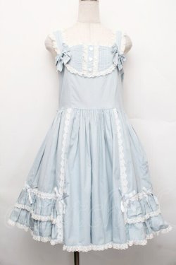 画像1: metamorphose / 裾フリルジャンパースカート（水玉）  サックス S-25-12-20-008-ME-OP-HR-ZS