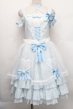 画像1: metamorphose / シナモロールコラボ　エプロン付きジャンパースカート  サックス S-25-12-20-009-ME-OP-AS-ZS