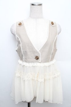 画像1: axes femme / ダンガリー切替ベスト  ベージュ S-25-12-21-038-AX-TO-HR-ZS