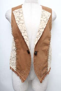 画像1: axes femme / ワッペン付ベスト  キャメル S-25-12-21-041-AX-TO-HR-ZS