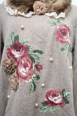 画像3: axes femme / ファーティペット付花柄プルオーバー  ブラウン S-25-12-21-043-AX-TO-HR-ZS