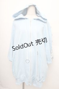 REFLEM / Dリングロゴテープ半袖ZIPパーカー  サックス S-25-12-21-046-PU-TO-HR-ZS